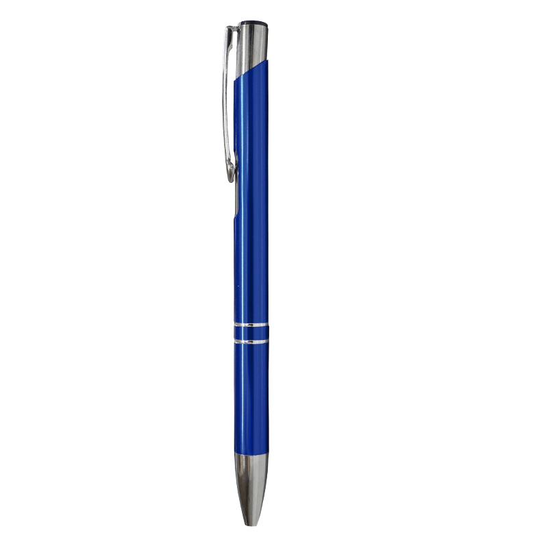BOLIGRAFO ALUMINIO BASICO BM4, Bolígrafo delgado de aluminio, con punta cromada, tinta negra, mecanismo de click.