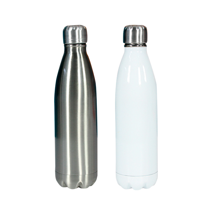 BOTELLA-LECHERA-DOBLE-PARED-BLANCO, Botella lechera de acero doble pared. Blanco