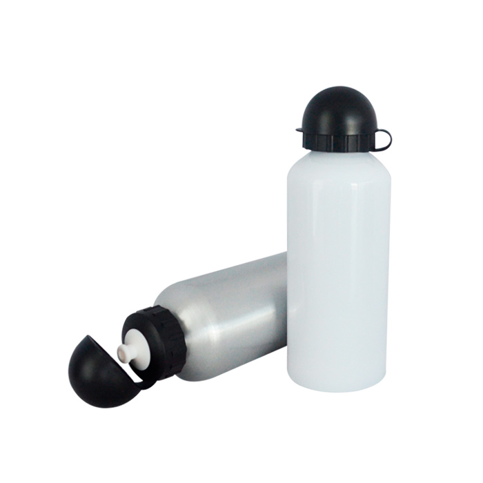 TAPA-BOTON-BLANCA, Botella de aluminio de 600ml. Tapa redonda Blanca